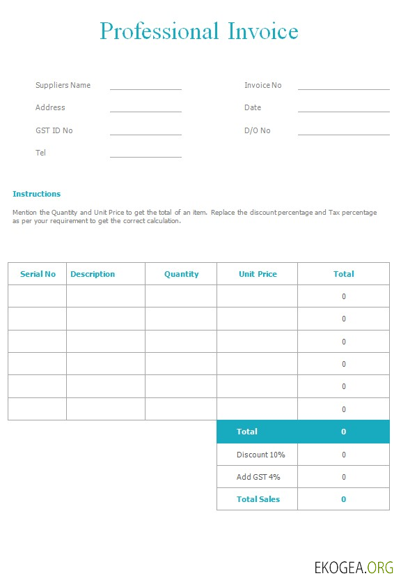 Modèle de facture professionnelle gratuite